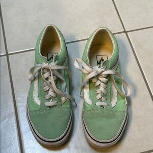 Vans Mint Green and White Sneakers